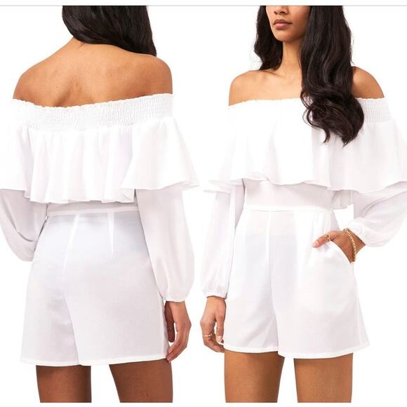 1. State Off The Shoulder Long Sleeve Romper - Picture 6 of 6